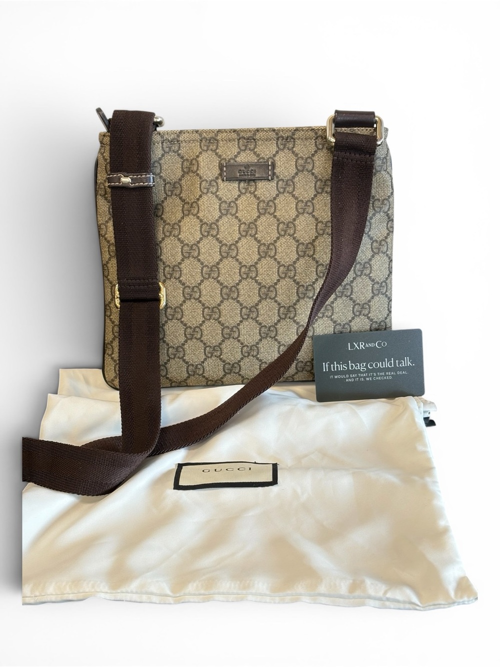 Gucci Beige/Brown GG Supreme coated canvas Crossbody Bag - Men unisex
